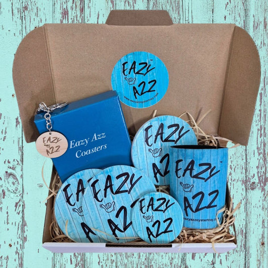 Eazy Azz Giftbox | Eazy Azz Merchandise Giftbox | Eazy Azz Coasters - Stubbie Holder - & Gifts