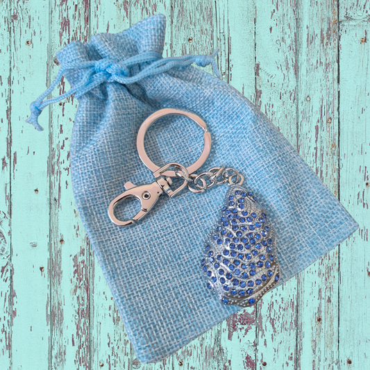 Oyster Keychain | Blue & Silver Oyster Keyring Gift | Oyster Bag Chain | Oyster Lovers