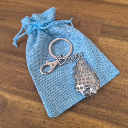 Oyster Keychain | Blue & Silver Oyster Keyring Gift | Oyster Bag Chain | Oyster Lovers