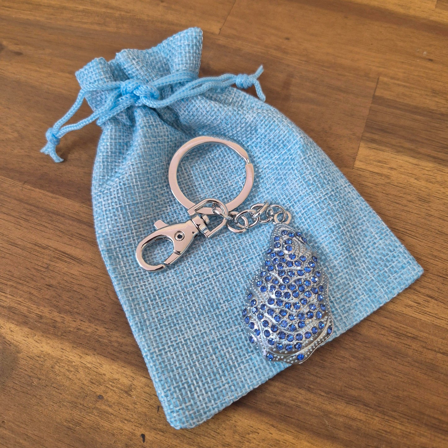 Oyster Keychain | Blue & Silver Oyster Keyring Gift | Oyster Bag Chain | Oyster Lovers