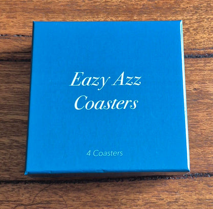 Eazy Azz Table Coasters | Set Of 4 Round Ceramic Bar Coasters | Boxed Gift