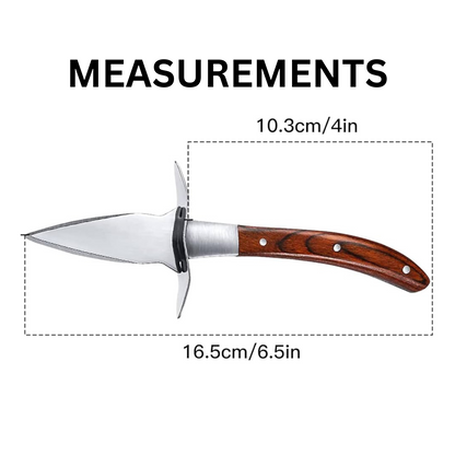 Oyster Knife | Guard & Blade Over | Stainless Steel Blade | Wooden Handle